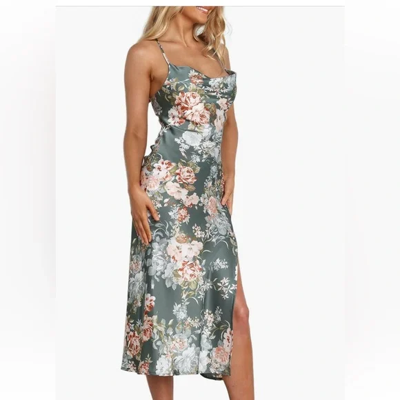 Floral Green Slip Dress - Picture 5 of 5